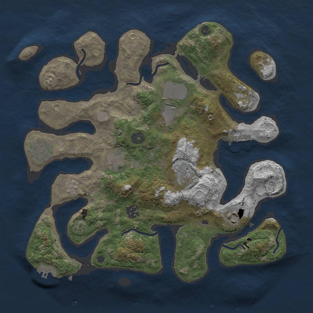 Rust Map: Procedural Map, Size: 3500, Seed: 3124250, 15 Monuments