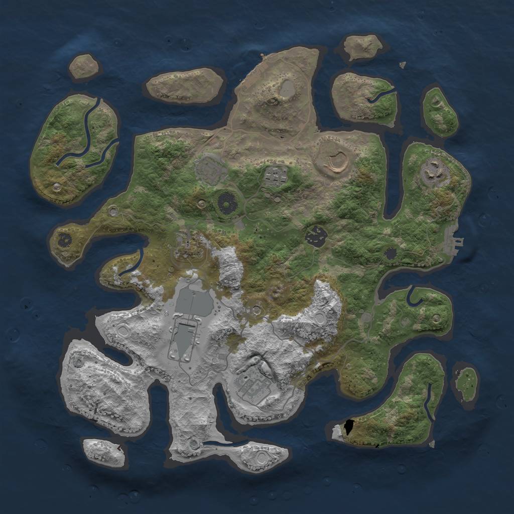 Rust Map: Procedural Map, Size: 3700, Seed: 32030, 16 Monuments