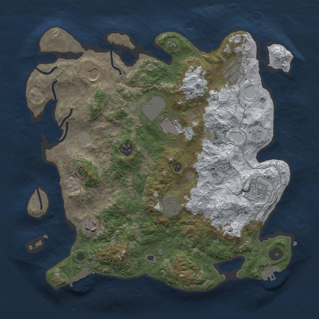 Rust Map: Procedural Map, Size: 3550, Seed: 287208, 17 Monuments