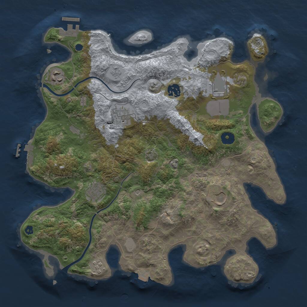 Rust Map: Procedural Map, Size: 3500, Seed: 660782, 13 Monuments