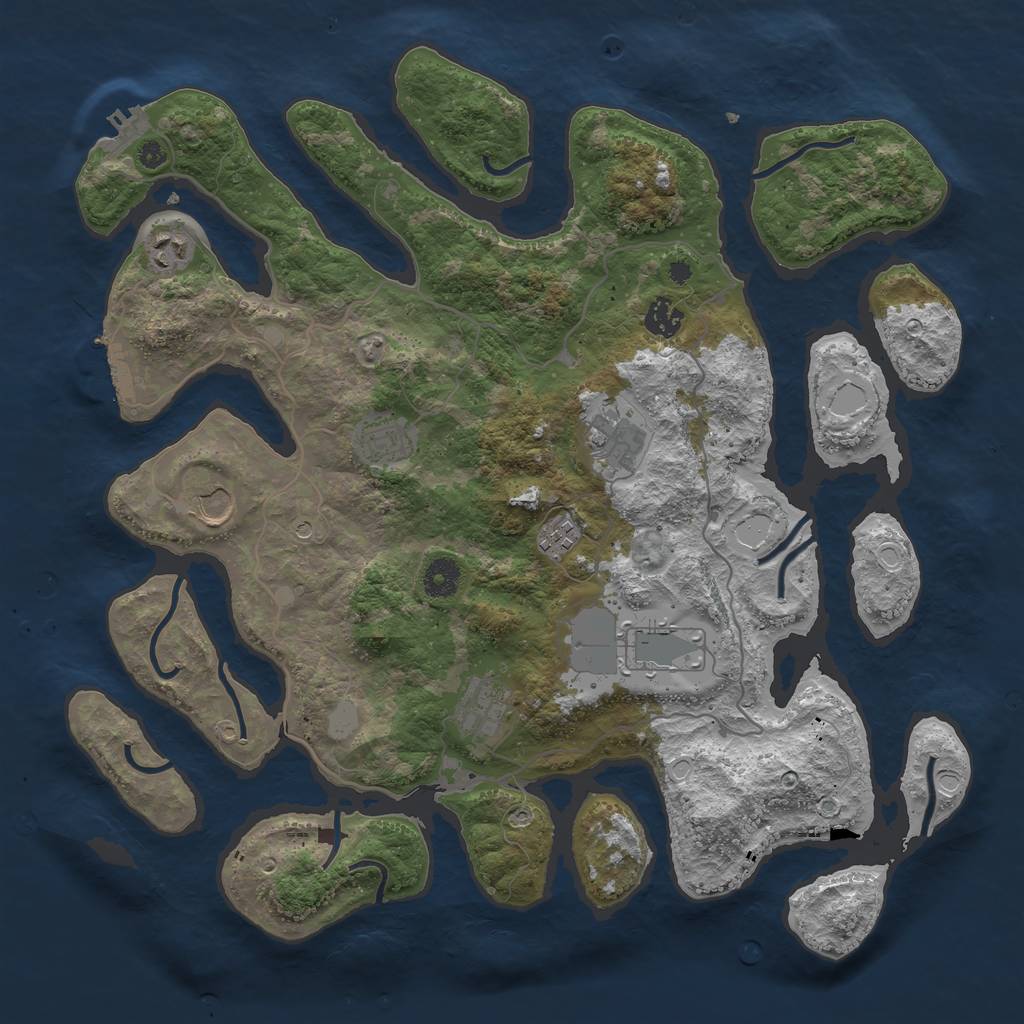 Rust Map: Procedural Map, Size: 4000, Seed: 749985, 16 Monuments