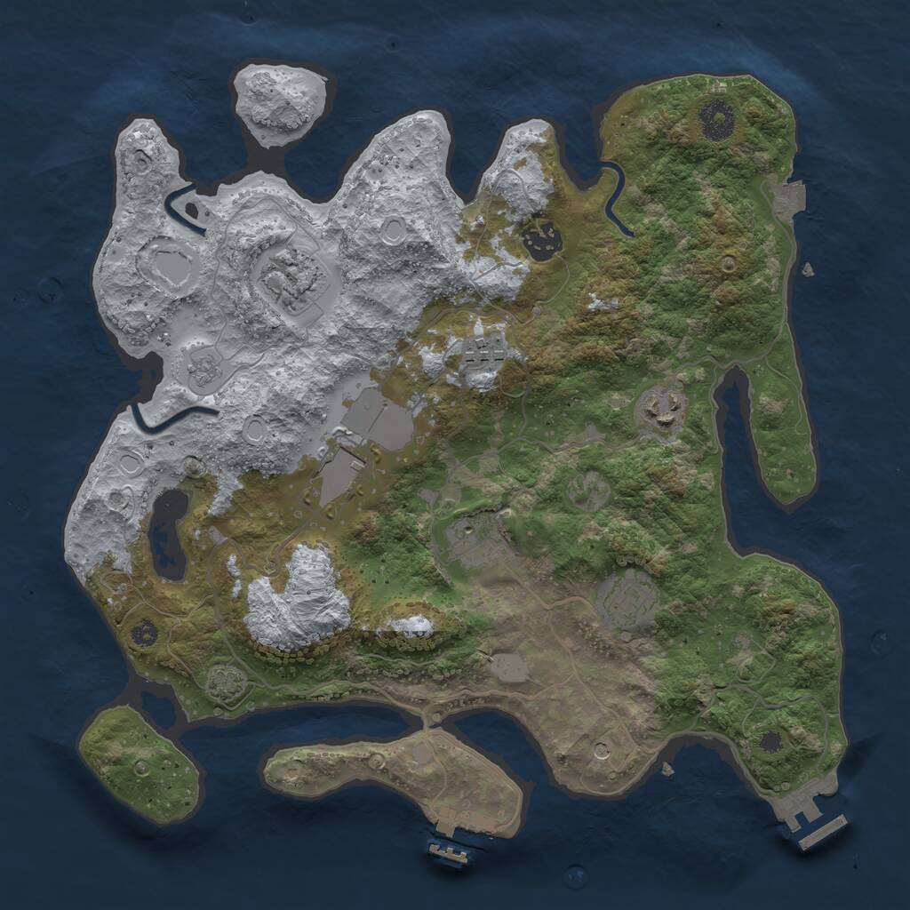 Rust Map: Procedural Map, Size: 3500, Seed: 245335, 13 Monuments