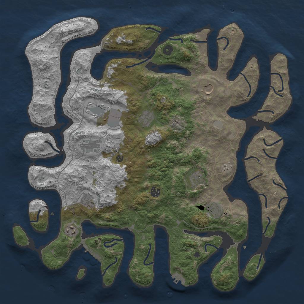 Rust Map: Procedural Map, Size: 4500, Seed: 1220225, 18 Monuments