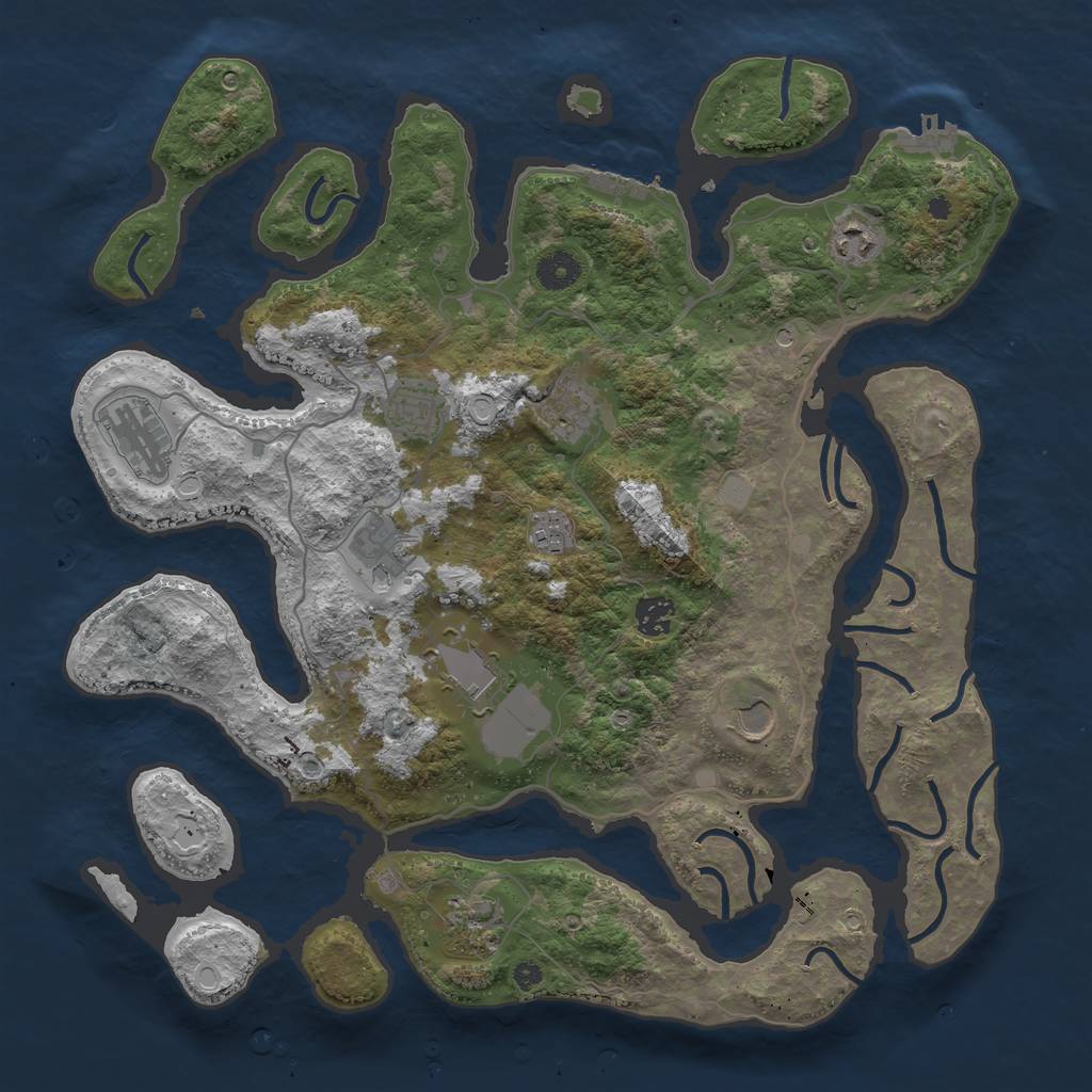 Rust Map: Procedural Map, Size: 4000, Seed: 1485361085, 18 Monuments