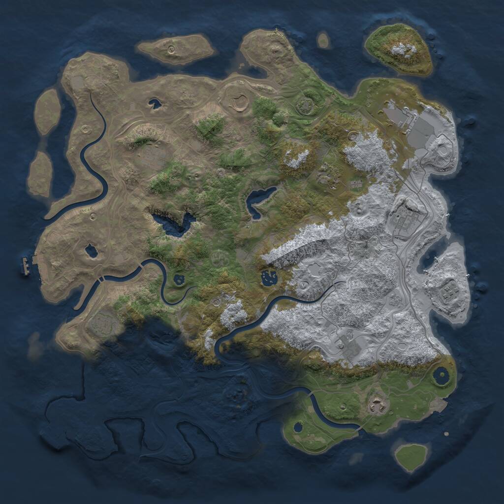 Rust Map: Procedural Map, Size: 4500, Seed: 3039111, 16 Monuments