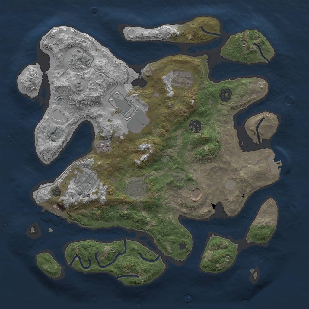 Rust Map: Procedural Map, Size: 3550, Seed: 243058, 15 Monuments