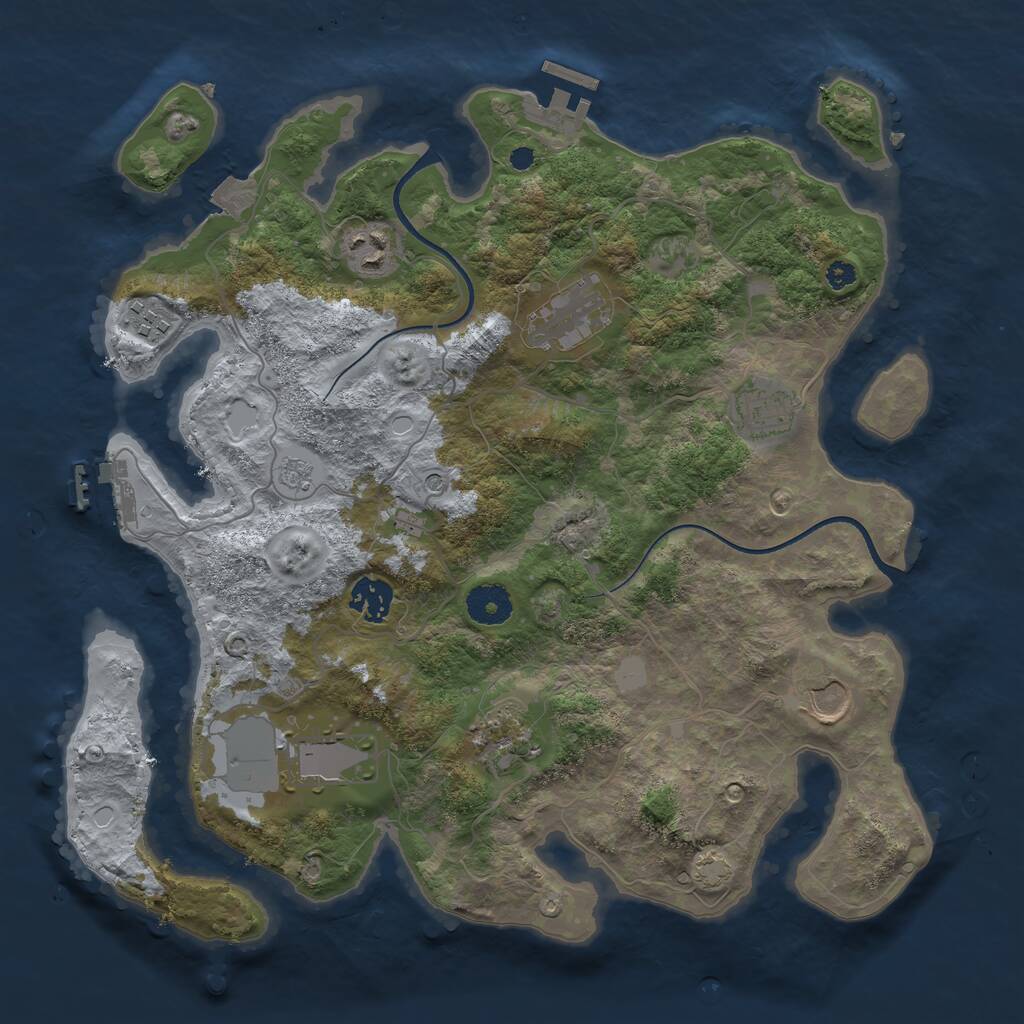 Rust Map: Procedural Map, Size: 3550, Seed: 866094, 14 Monuments