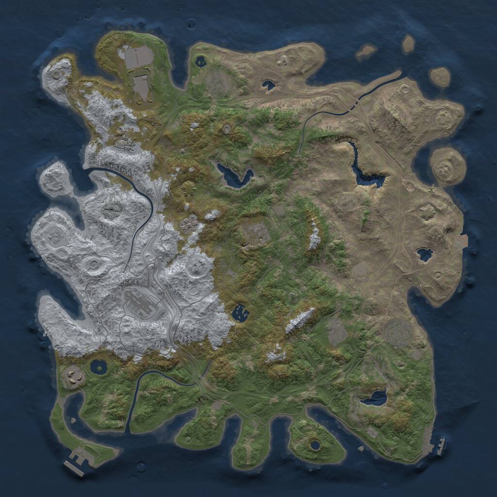 Rust Map: Procedural Map, Size: 4500, Seed: 2153096, 16 Monuments