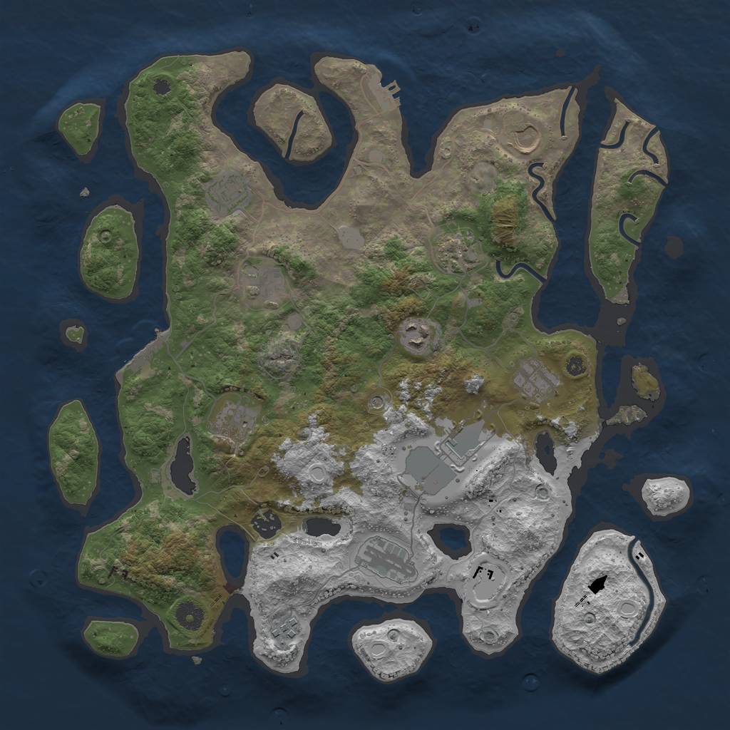 Rust Map: Procedural Map, Size: 3950, Seed: 1954418203, 19 Monuments