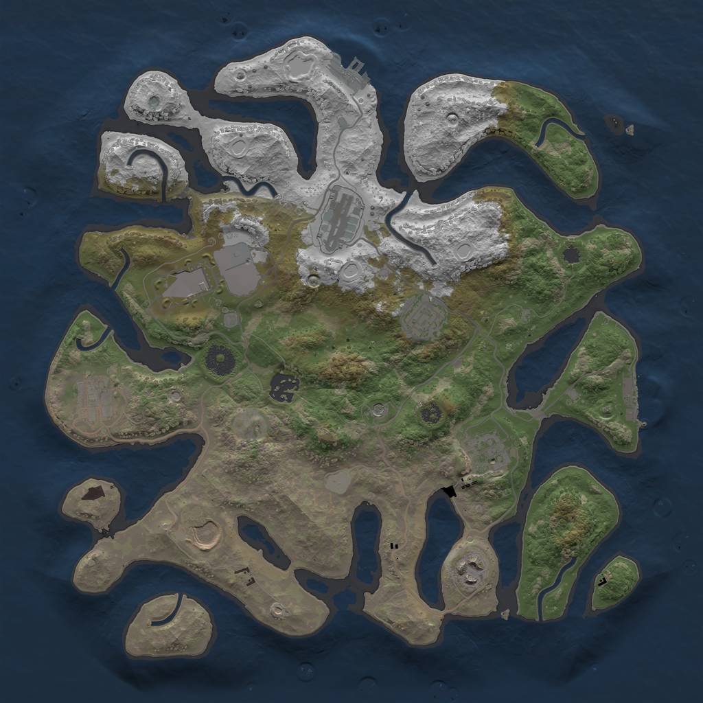 Rust Map: Procedural Map, Size: 3550, Seed: 253672, 16 Monuments