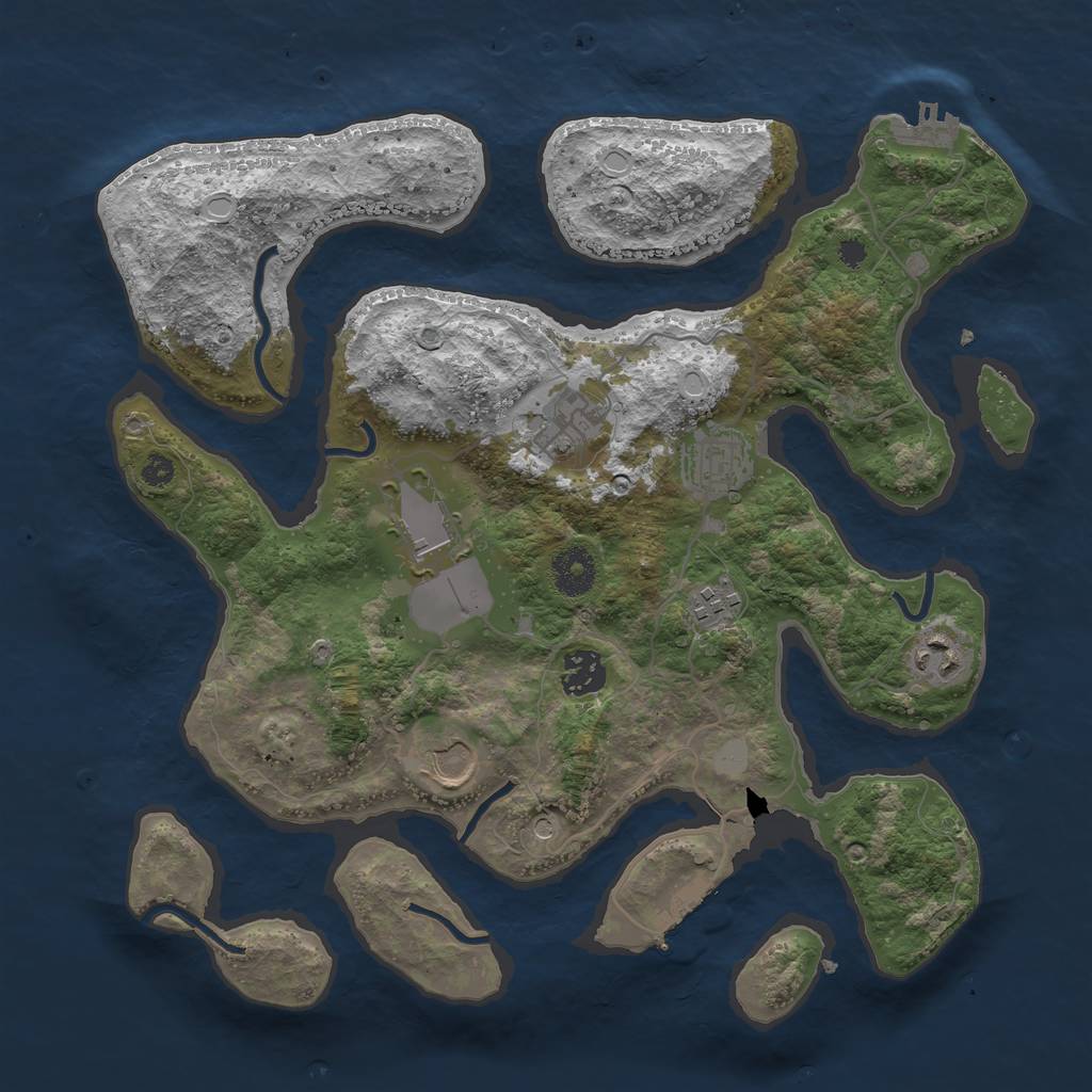 Rust Map: Procedural Map, Size: 3500, Seed: 529337839, 15 Monuments