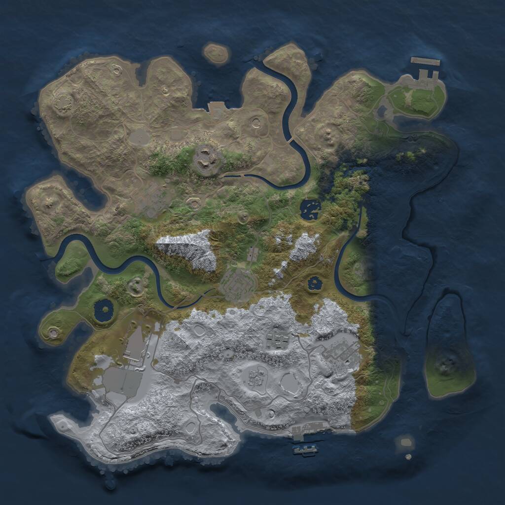 Rust Map: Procedural Map, Size: 3500, Seed: 49035, 13 Monuments