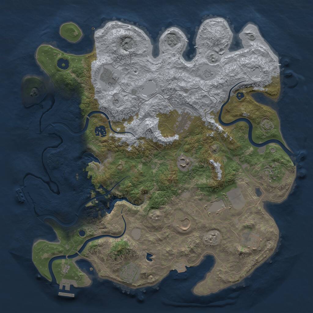 Rust Map: Procedural Map, Size: 4000, Seed: 435765, 16 Monuments