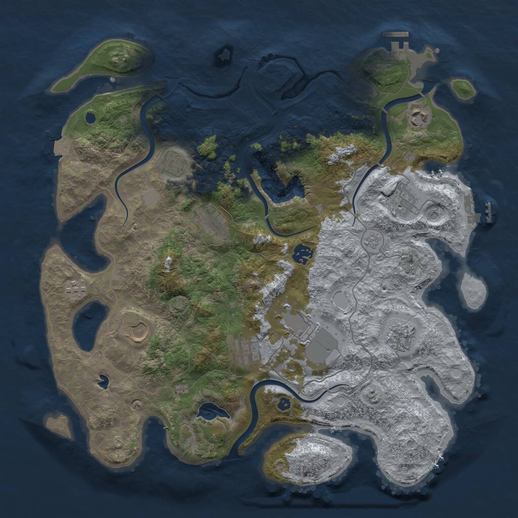 Rust Map: Procedural Map, Size: 4000, Seed: 368479173, 16 Monuments