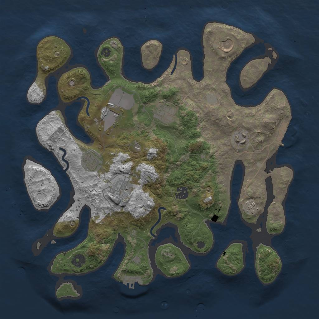 Rust Map: Procedural Map, Size: 3550, Seed: 555976, 16 Monuments