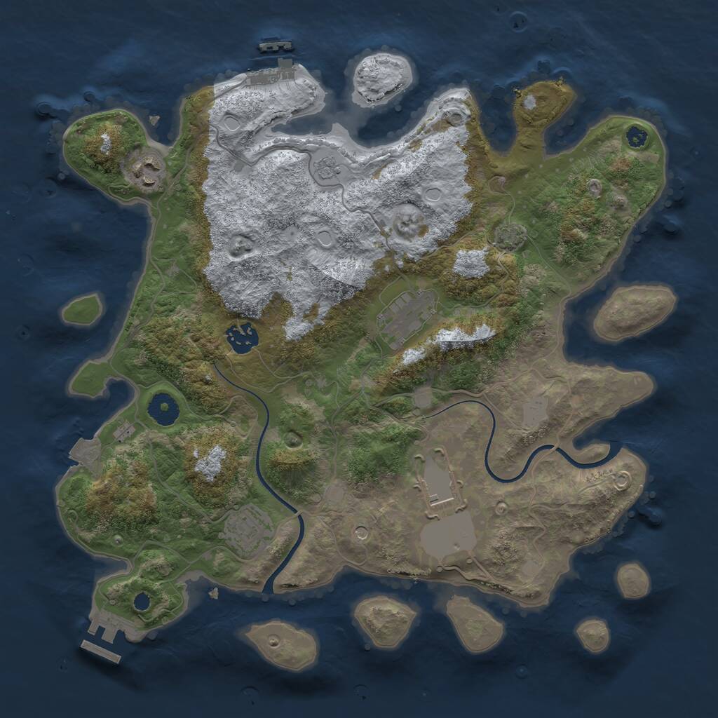 Rust Map: Procedural Map, Size: 3500, Seed: 502617449, 11 Monuments