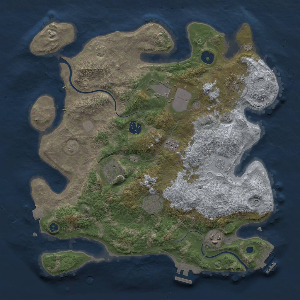 Rust Map: Procedural Map, Size: 3510, Seed: 3274372, 13 Monuments