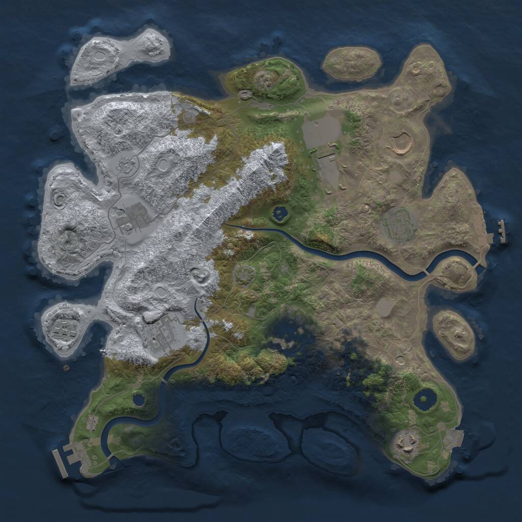 Rust Map: Procedural Map, Size: 3550, Seed: 486735, 14 Monuments