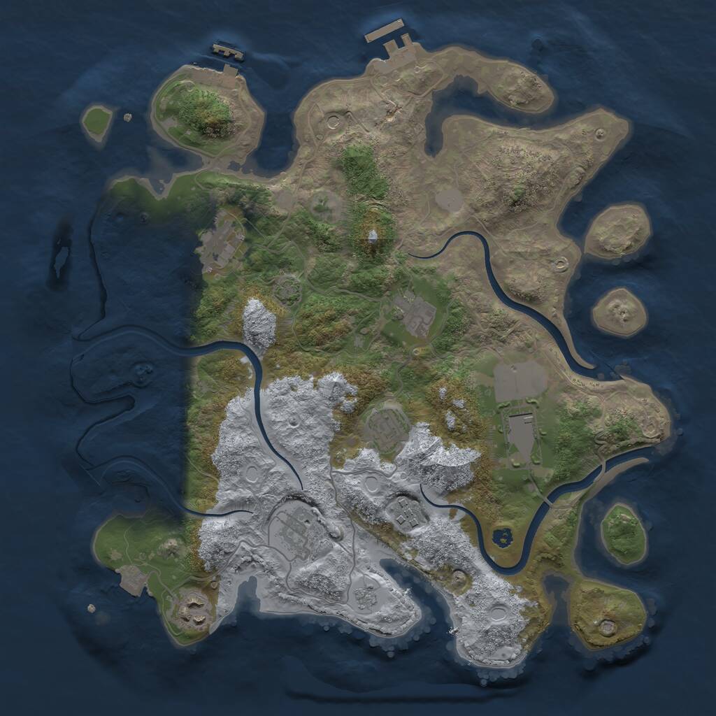 Rust Map: Procedural Map, Size: 3550, Seed: 274454, 13 Monuments