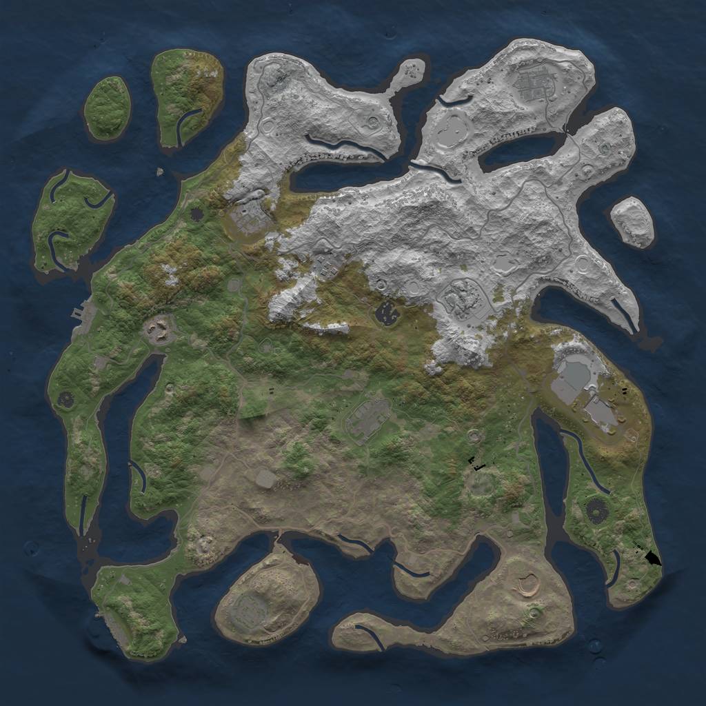 Rust Map: Procedural Map, Size: 4500, Seed: 121315421, 18 Monuments