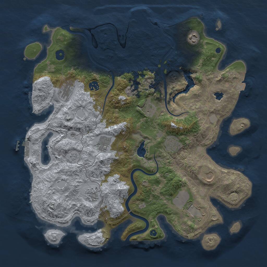 Rust Map: Procedural Map, Size: 4000, Seed: 568309, 16 Monuments