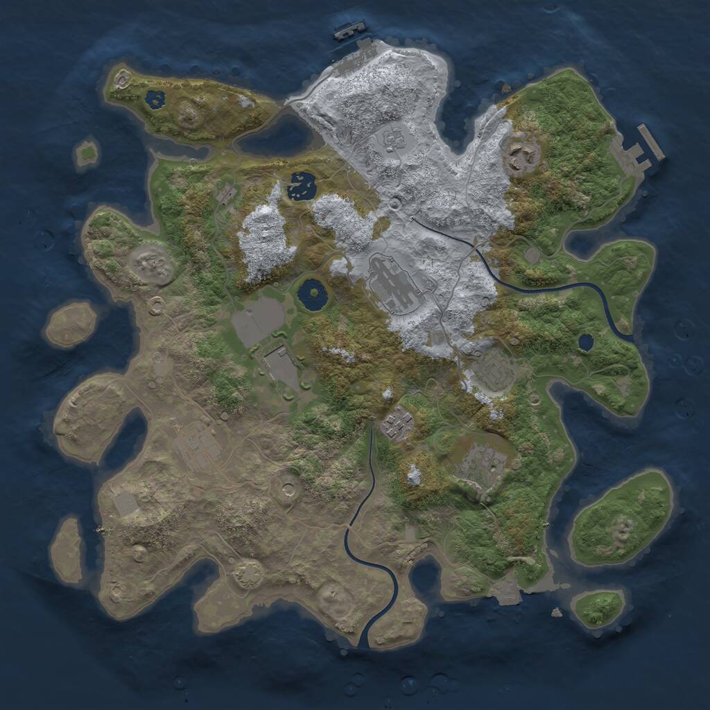 Rust Map: Procedural Map, Size: 3550, Seed: 35226, 14 Monuments