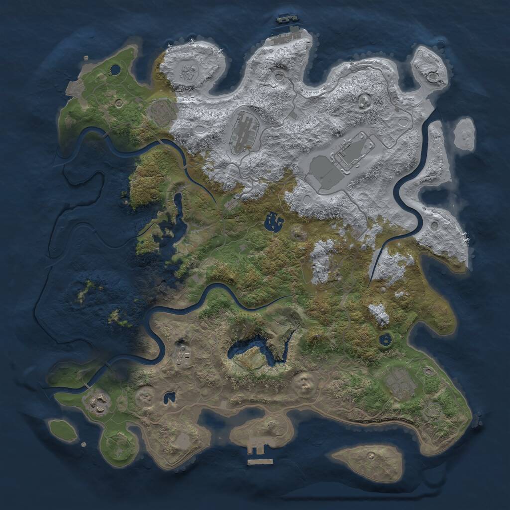 Rust Map: Procedural Map, Size: 4000, Seed: 971799, 14 Monuments