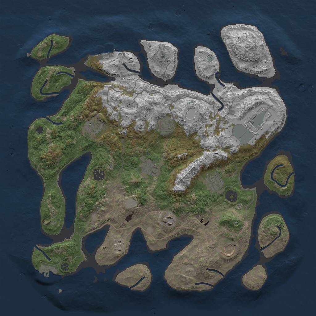 Rust Map: Procedural Map, Size: 4000, Seed: 61551, 17 Monuments
