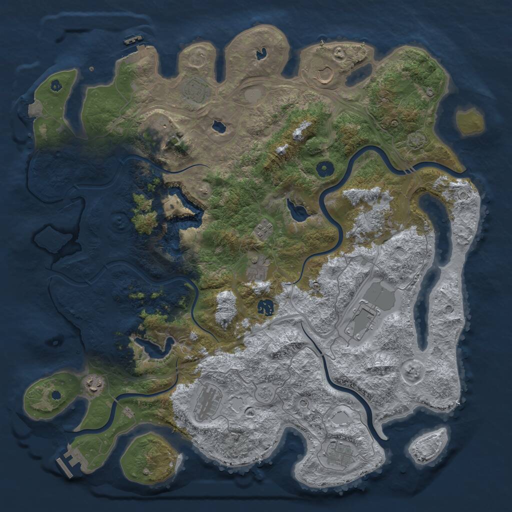 Rust Map: Procedural Map, Size: 4500, Seed: 112913216, 17 Monuments