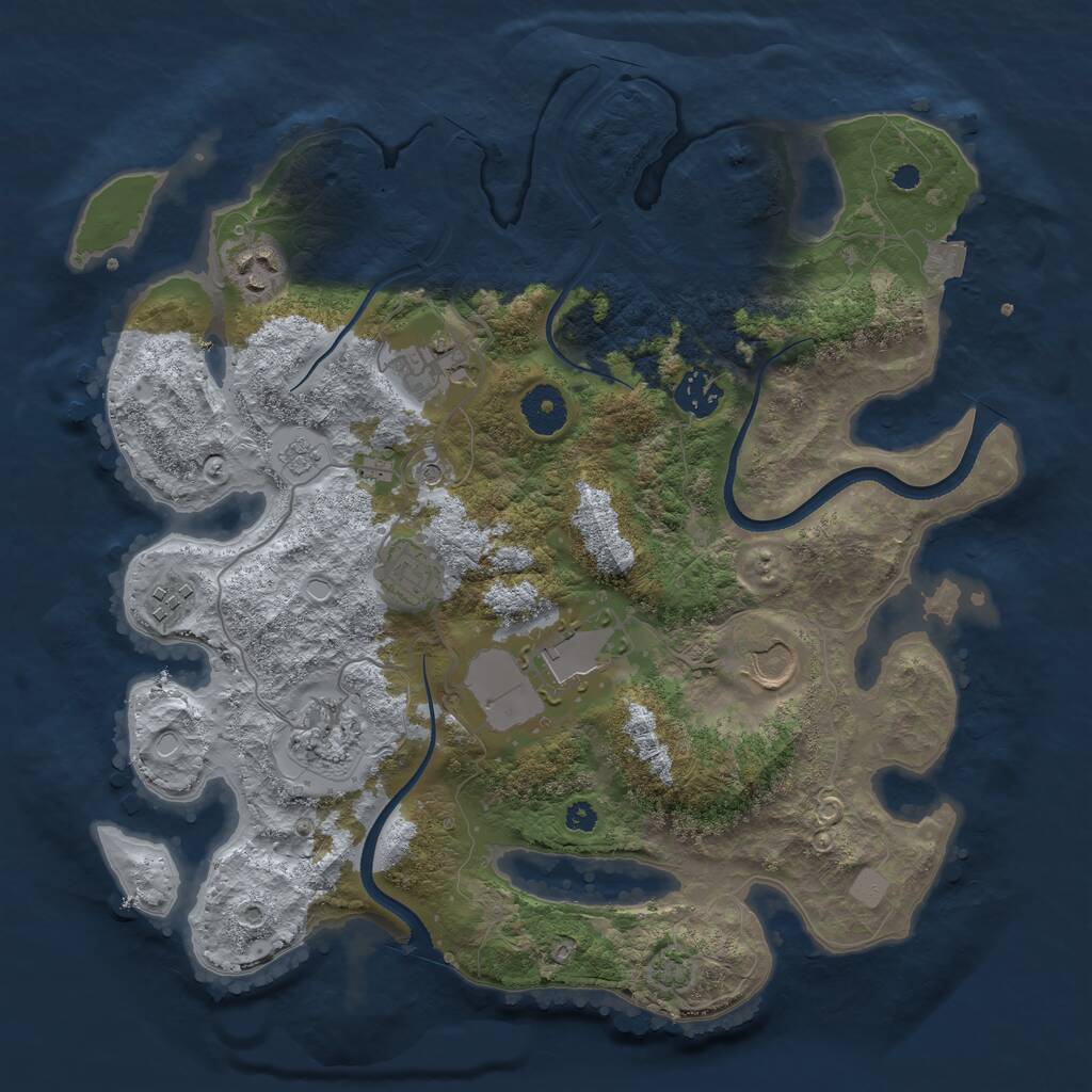 Rust Map: Procedural Map, Size: 3500, Seed: 73628423, 12 Monuments