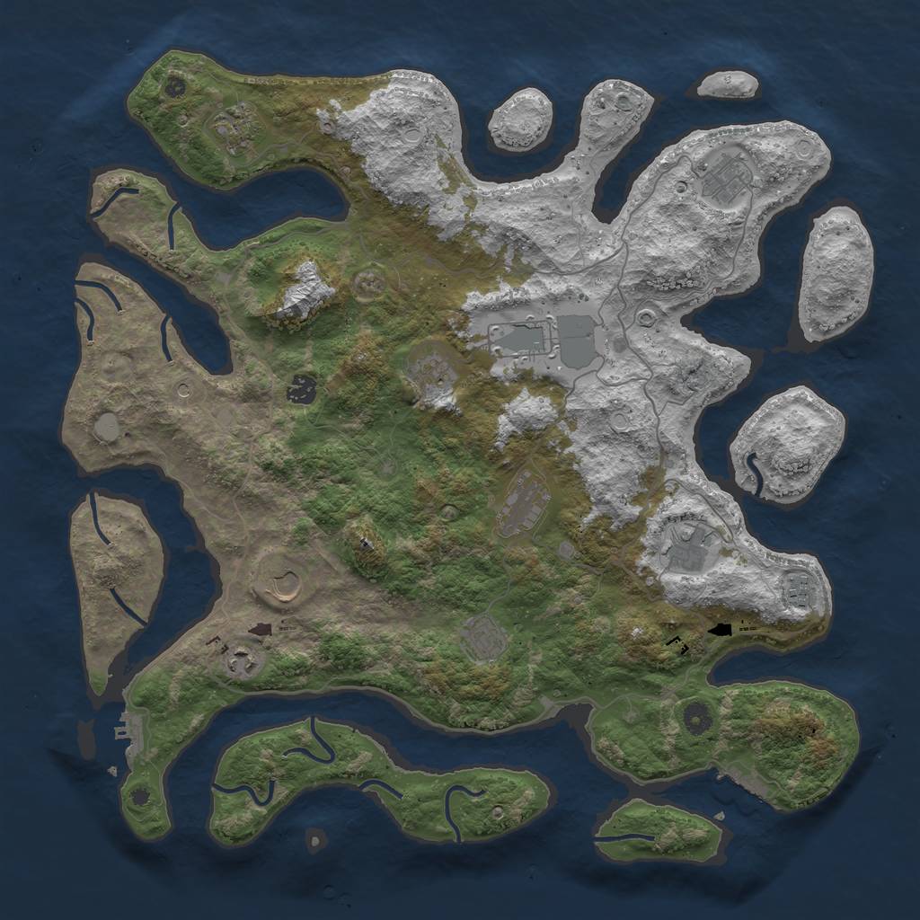 Rust Map: Procedural Map, Size: 4550, Seed: 1807493271, 19 Monuments