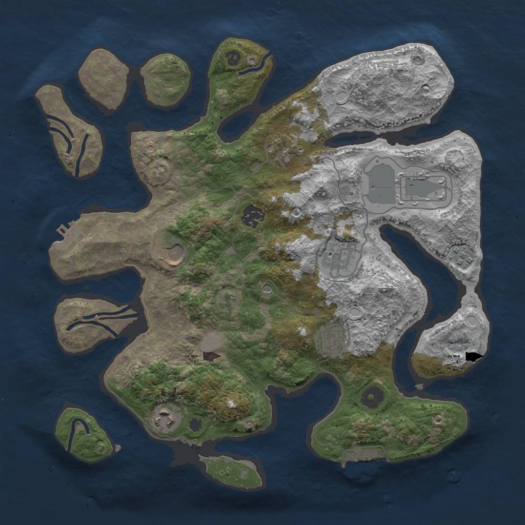 Rust Map: Procedural Map, Size: 3550, Seed: 430256, 16 Monuments