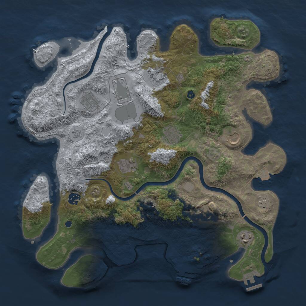 Rust Map: Procedural Map, Size: 3800, Seed: 31881223, 16 Monuments