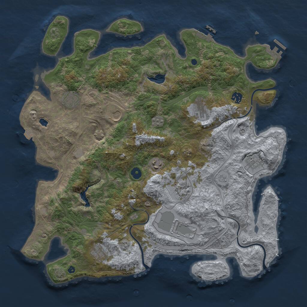 Rust Map: Procedural Map, Size: 4250, Seed: 729850515, 16 Monuments