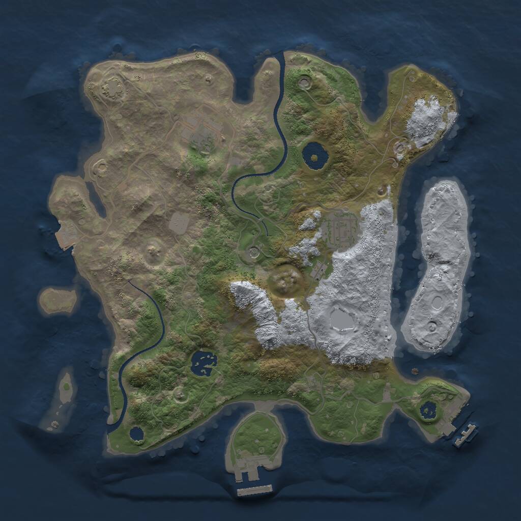 Rust Map: Procedural Map, Size: 3000, Seed: 683457, 8 Monuments