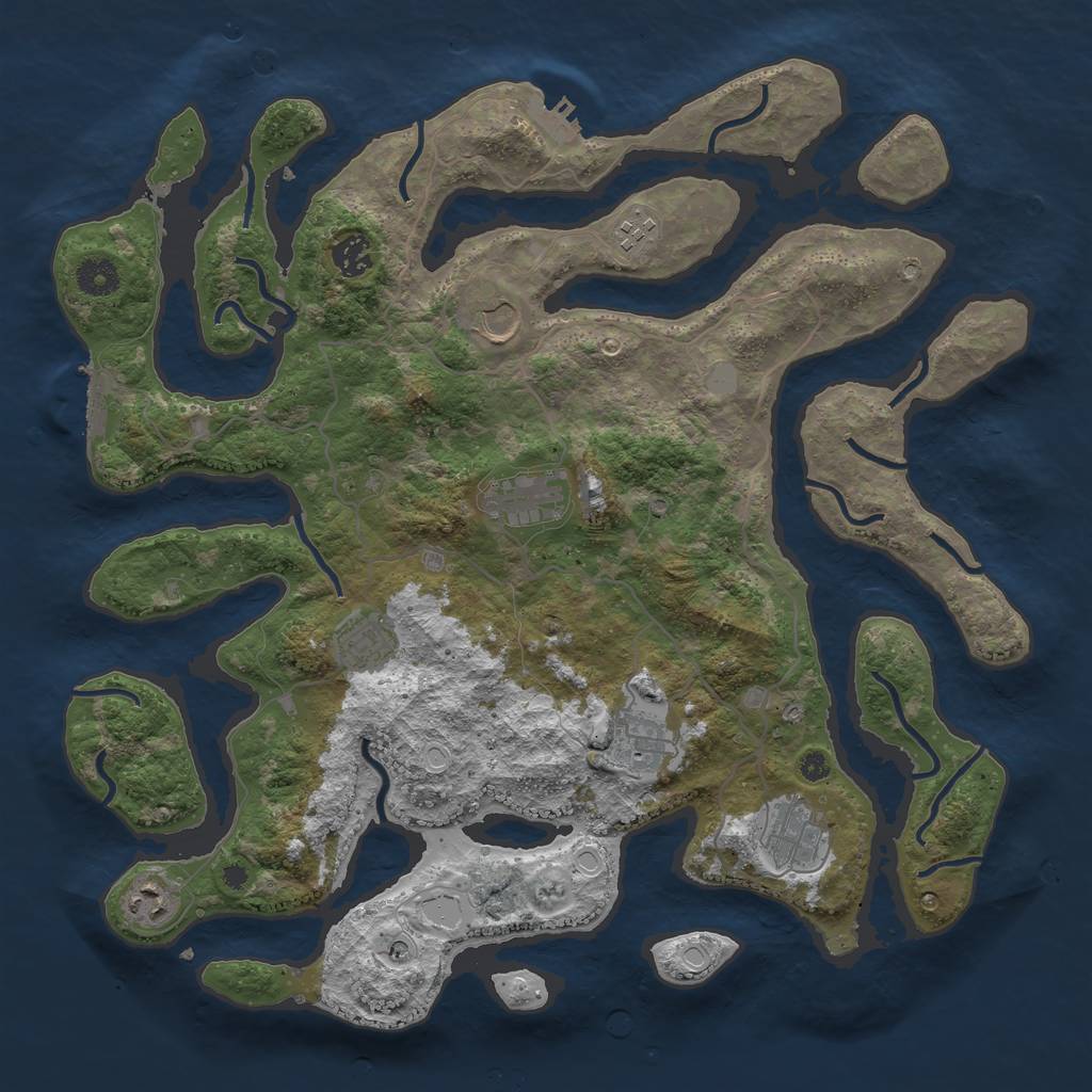 Rust Map: Procedural Map, Size: 4000, Seed: 321027, 16 Monuments