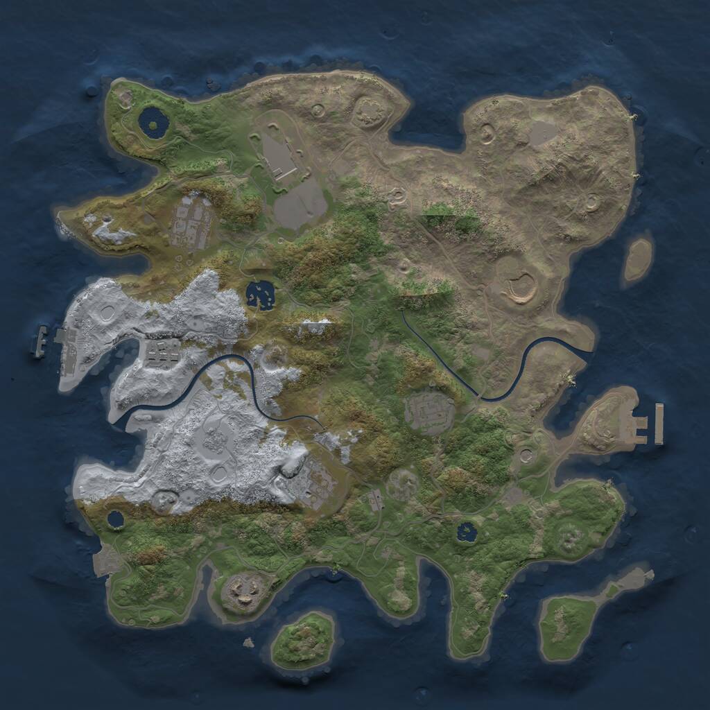 Rust Map: Procedural Map, Size: 3500, Seed: 857227136, 14 Monuments