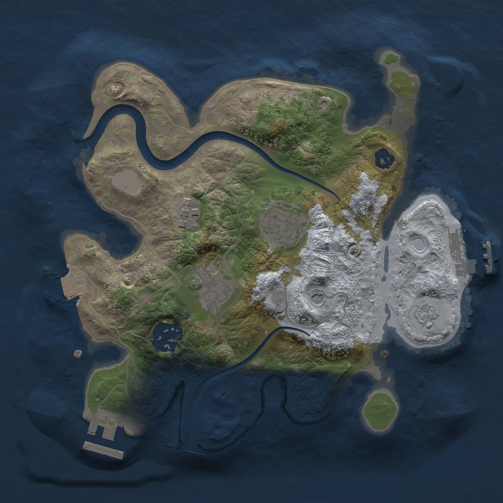 Rust Map: Procedural Map, Size: 2500, Seed: 268268, 9 Monuments