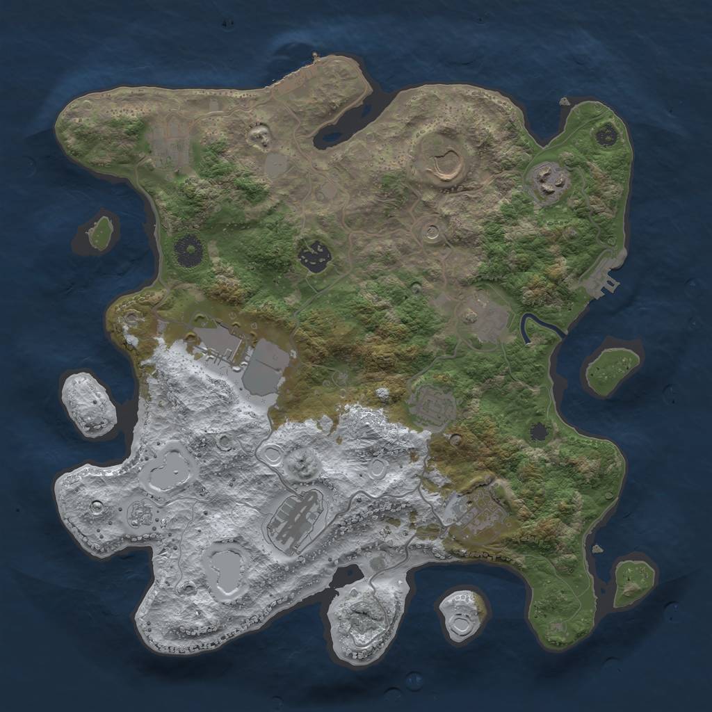 Rust Map: Procedural Map, Size: 3500, Seed: 98874874, 18 Monuments