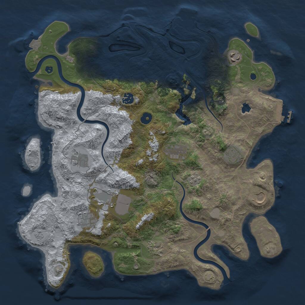 Rust Map: Procedural Map, Size: 4000, Seed: 632159, 16 Monuments