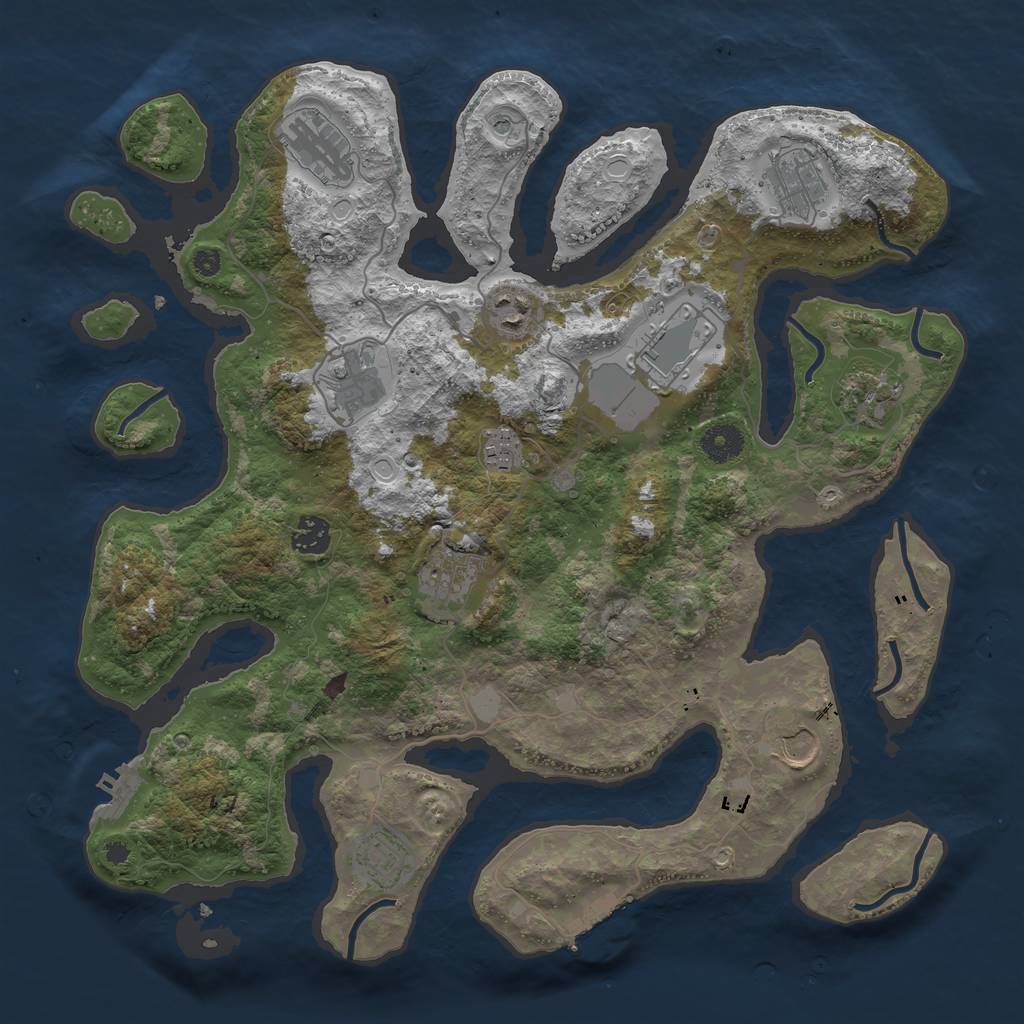Rust Map: Procedural Map, Size: 3850, Seed: 77436690, 19 Monuments