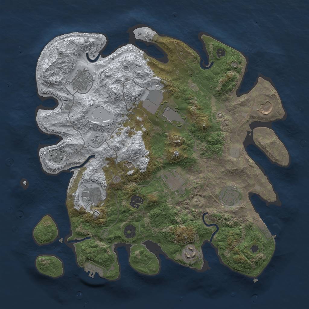 Rust Map: Procedural Map, Size: 3550, Seed: 955546, 18 Monuments