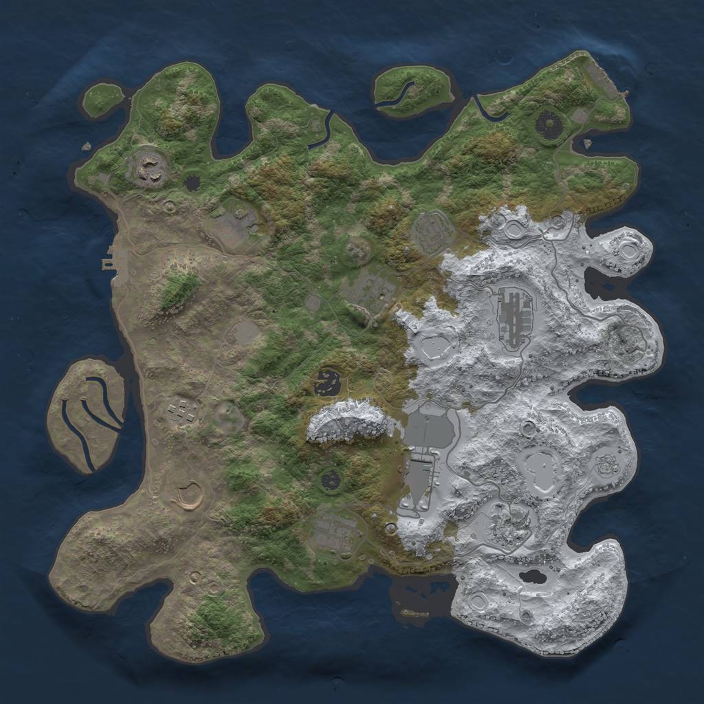 Rust Map: Procedural Map, Size: 3800, Seed: 1390753885, 20 Monuments