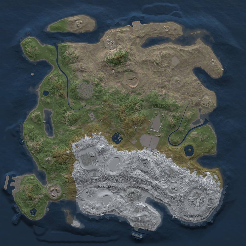 Rust Map: Procedural Map, Size: 3500, Seed: 762197, 14 Monuments