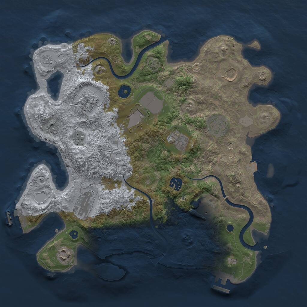 Rust Map: Procedural Map, Size: 3550, Seed: 564305, 16 Monuments