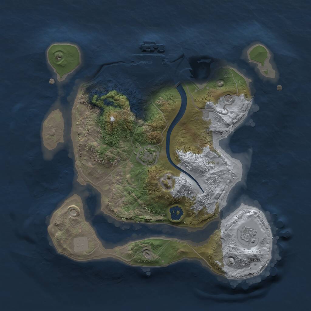Rust Map: Procedural Map, Size: 2250, Seed: 366087386, 5 Monuments