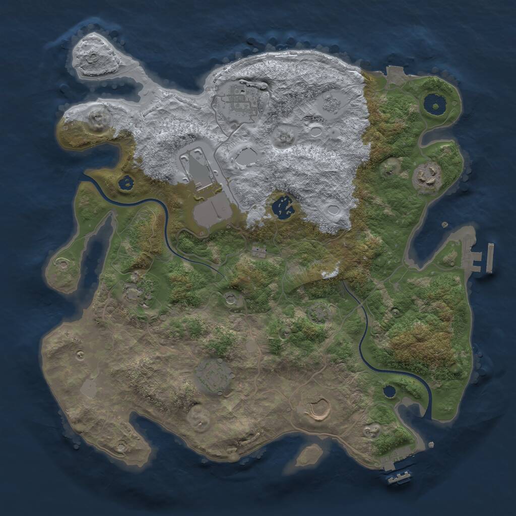 Rust Map: Procedural Map, Size: 3500, Seed: 849217642, 13 Monuments