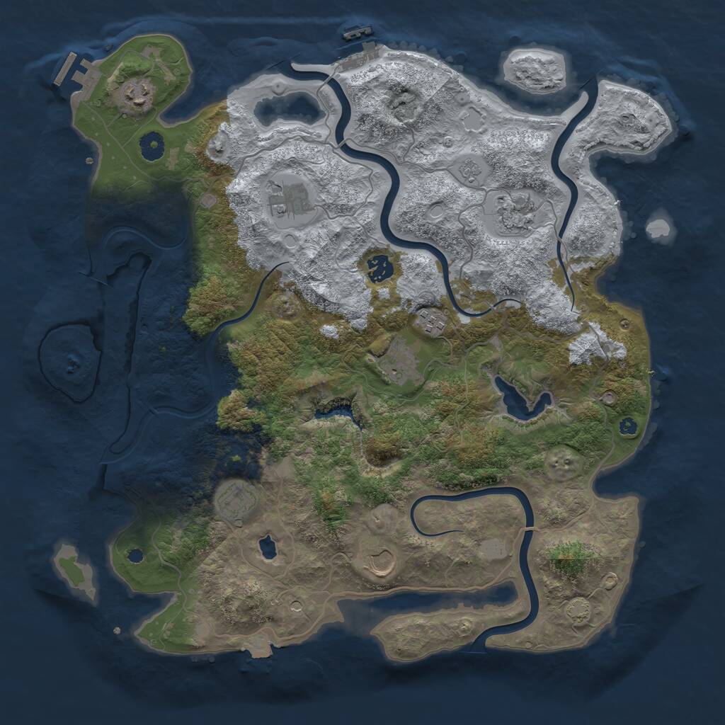 Rust Map: Procedural Map, Size: 4050, Seed: 396343345, 14 Monuments