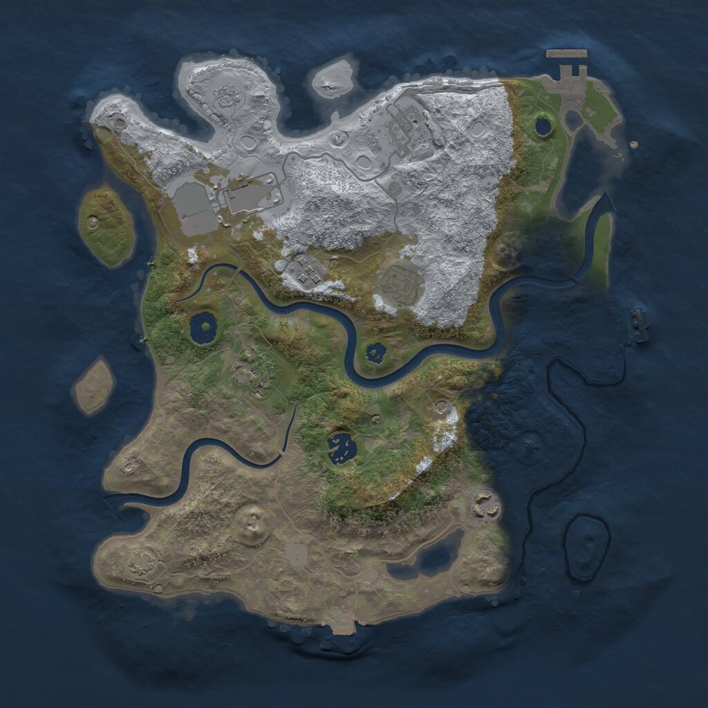Rust Map: Procedural Map, Size: 3500, Seed: 2342342, 13 Monuments