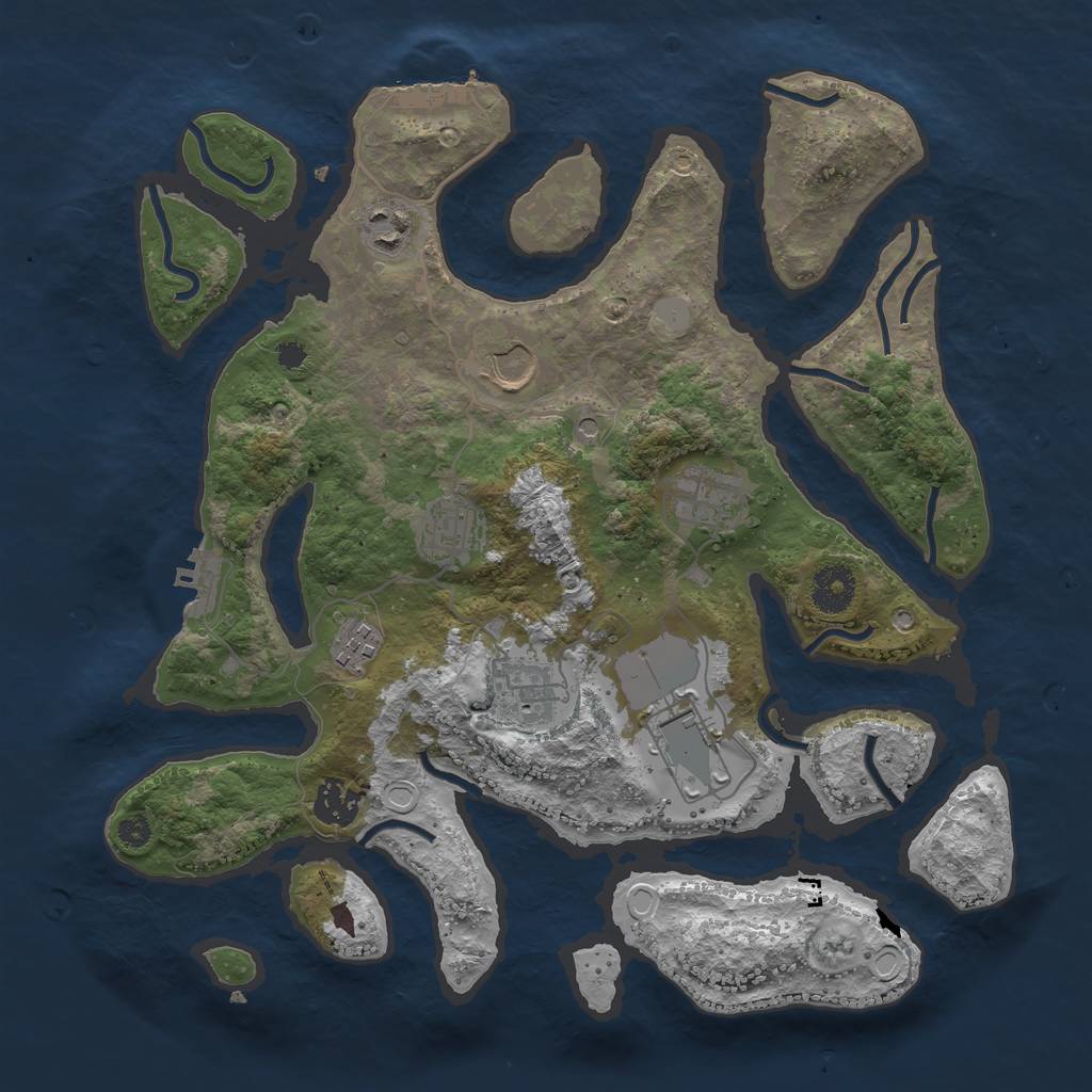 Rust Map: Procedural Map, Size: 3500, Seed: 155592, 16 Monuments